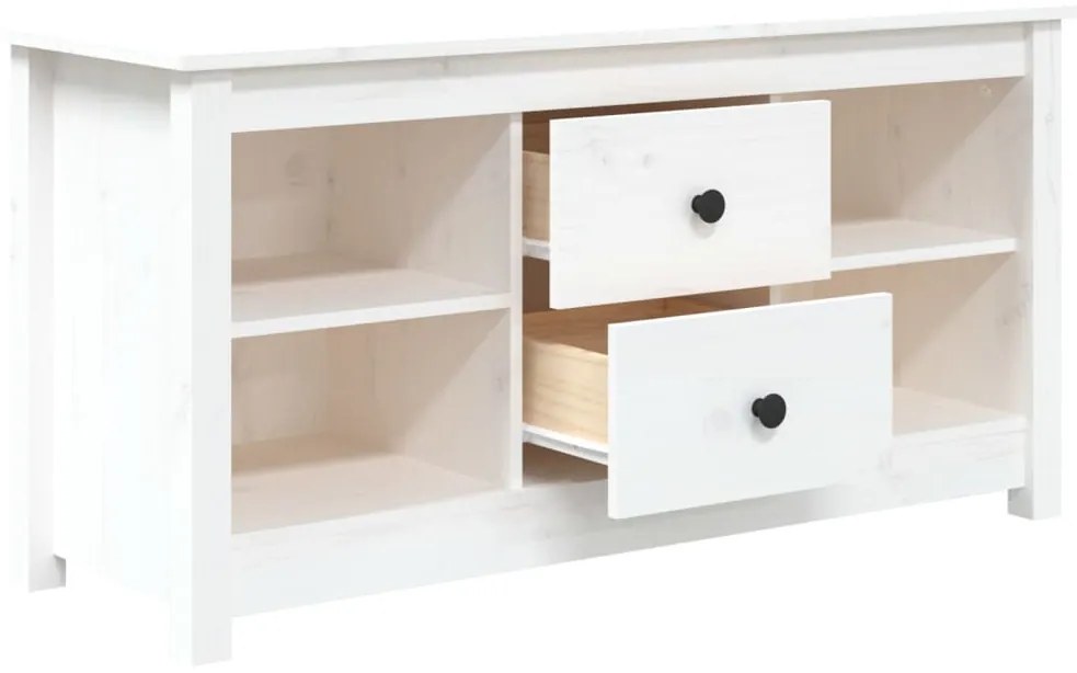 Móvel de TV 103x36,5x52 cm madeira de pinho maciça branco