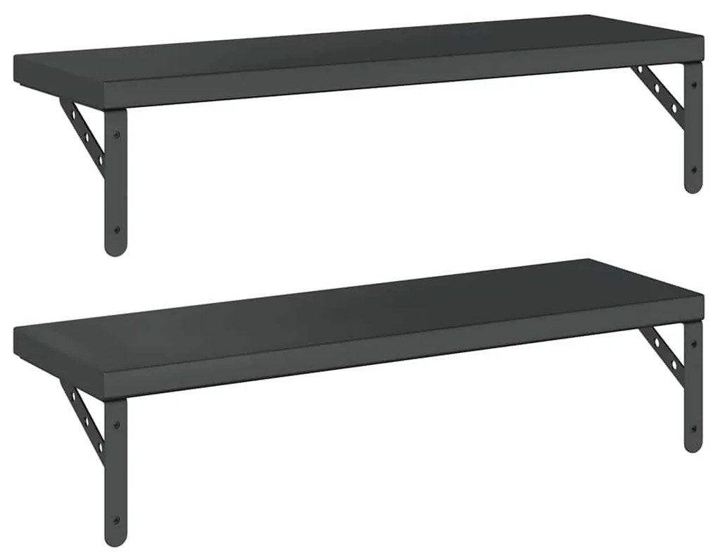 Prateleiras de parede 2 pcs 75x23,5 cm aço inoxidável prateado