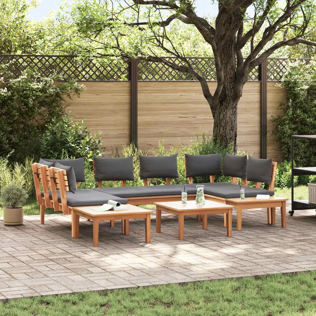 vidaXL Conjunto de Sofá de Jardim 4 pcs Marrom e Cinza