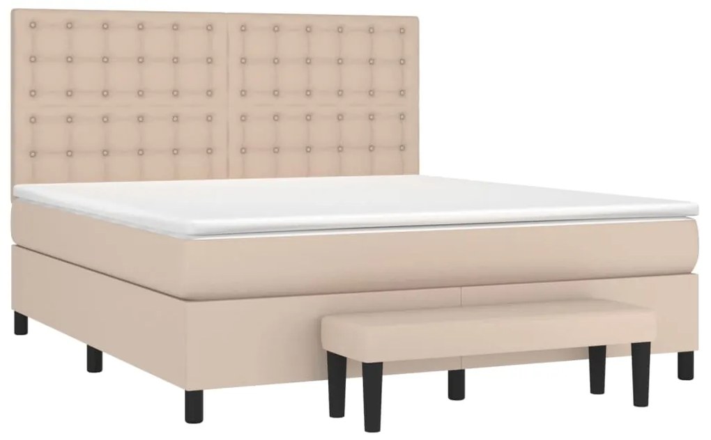 Cama com molas/colchão 180x200 cm couro artificial cappuccino