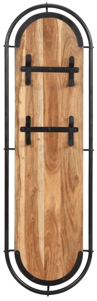 Cabides de parede com 4 ganchos 2 pcs madeira de acácia maciça