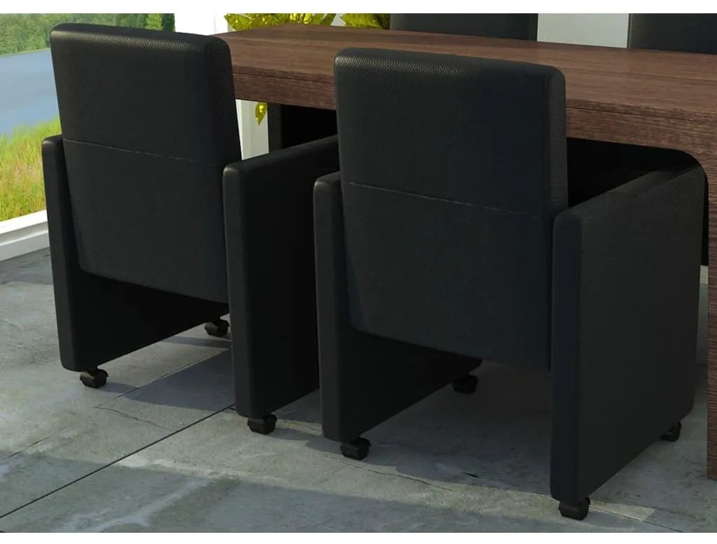 Cadeiras de jantar 2 pcs couro artificial preto