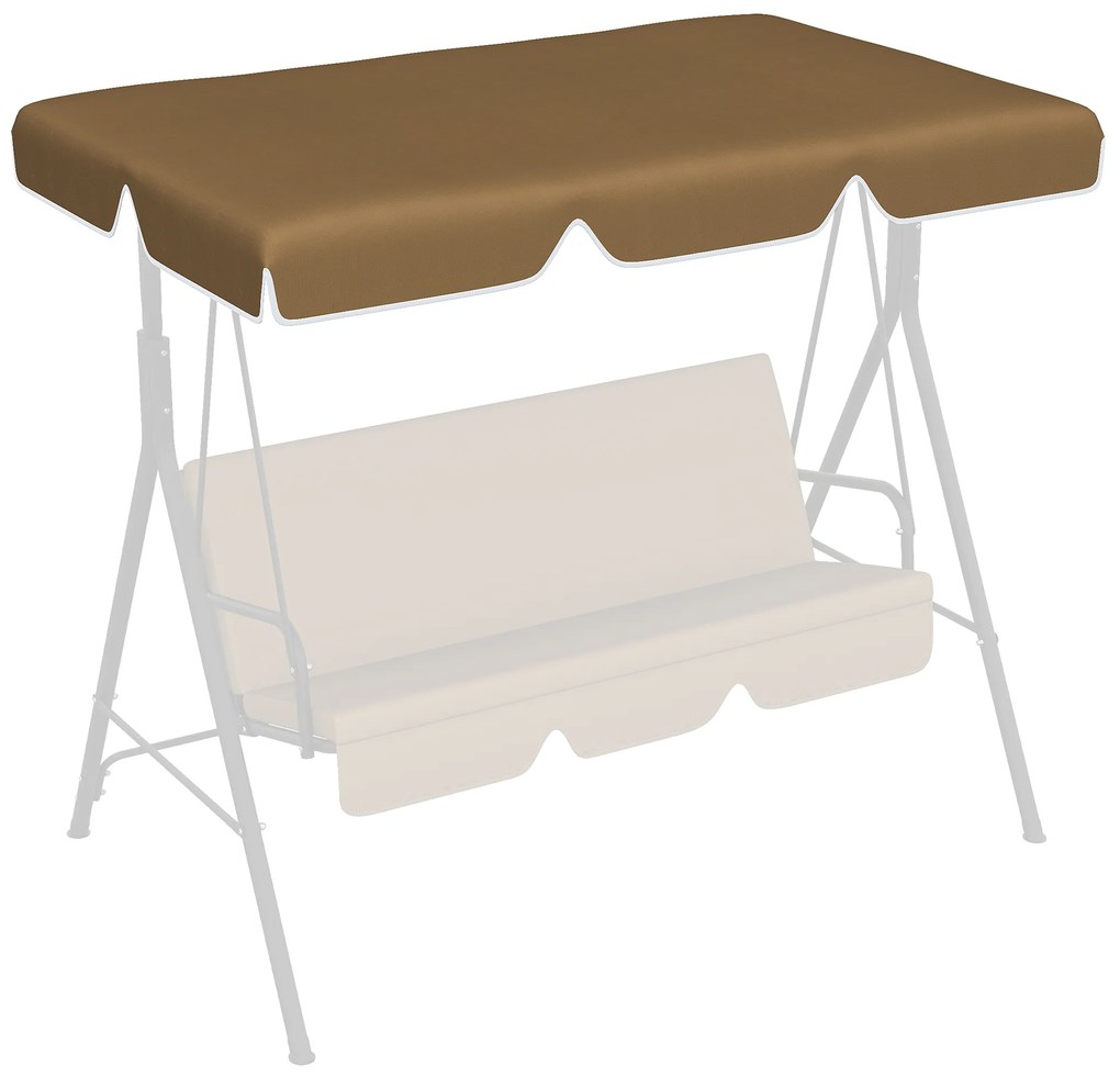 Toldo de Substituição para Baloiço de 2 Lugares com Proteção UV50+ para Jardim Varanda Pátio 192x144 cm Castanho Escuro