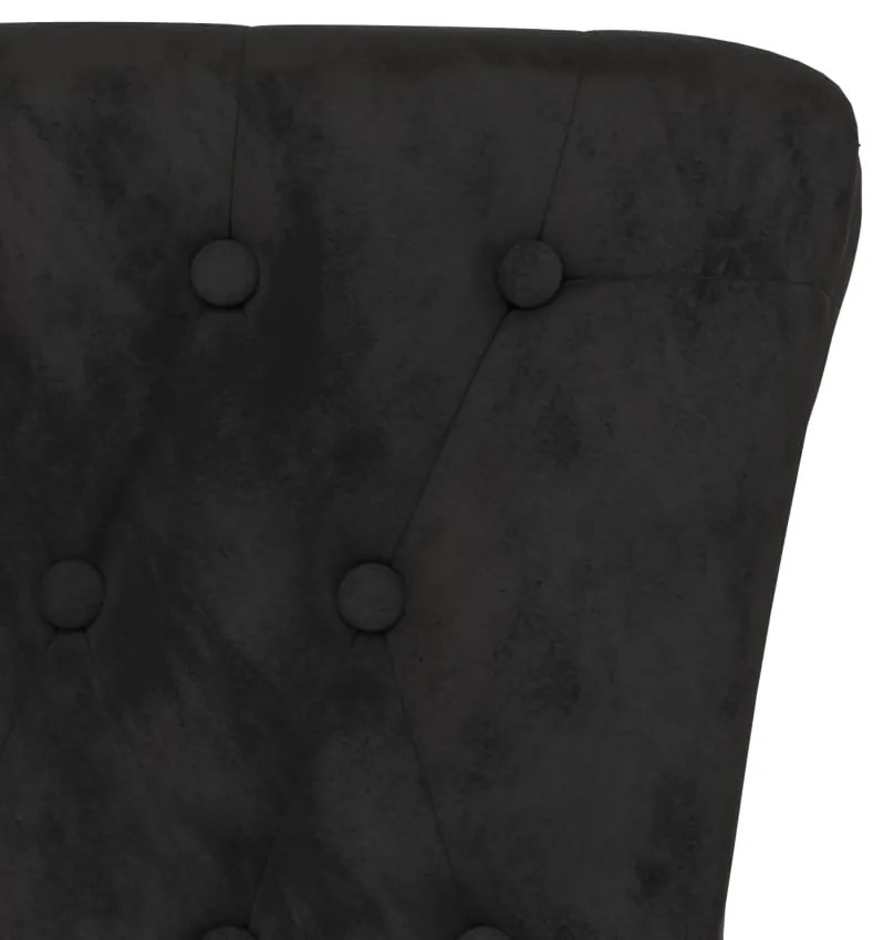 Cadeirão com encosto alto veludo preto design de botões