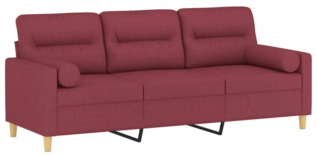 Sofá 3 lug. + almofadas decorativas 180cm tecido vermelho tinto
