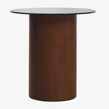 Mesa Auxiliar Redonda Ø50 Cm Em Vidro Temperado E Mdf Asgri Castanho Cinza Escuro - Sklum