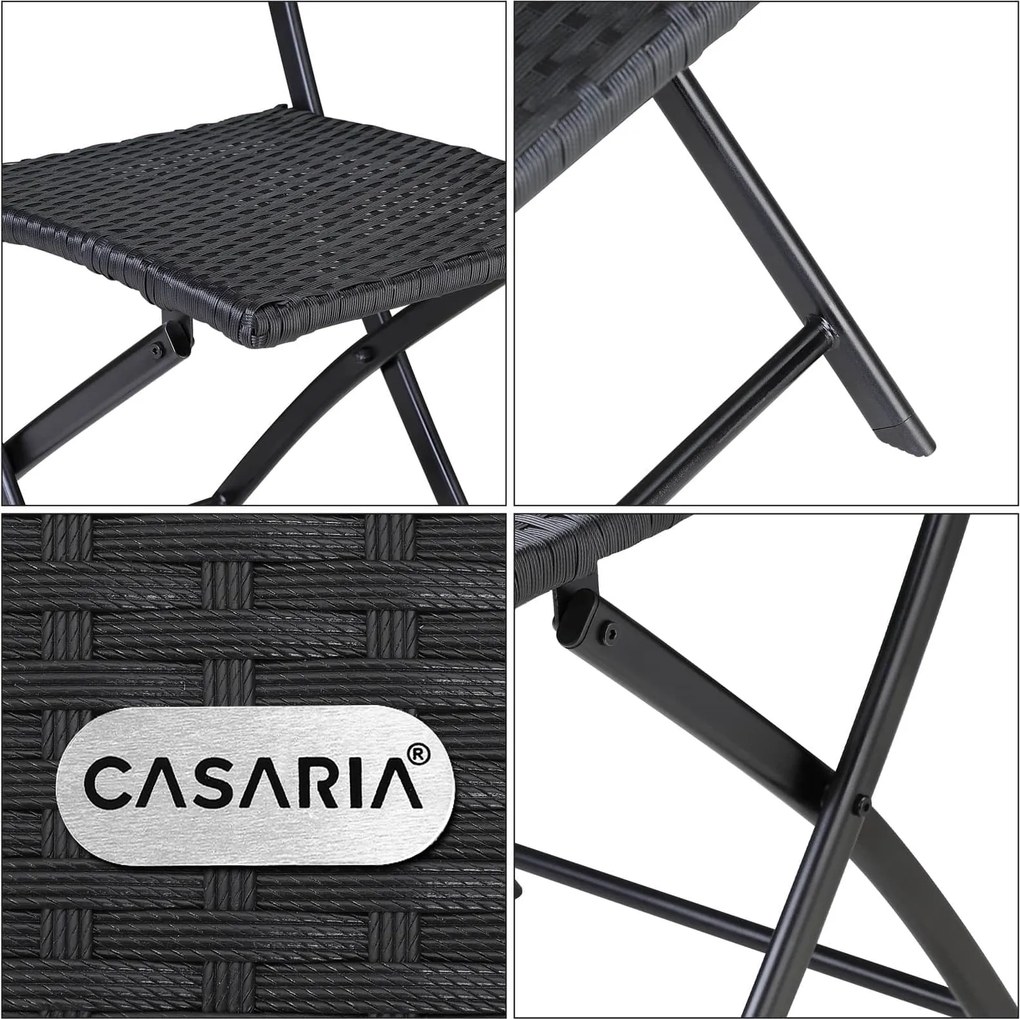 Conjunto de 2 cadeiras dobráveis Polyrattan Rom preto
