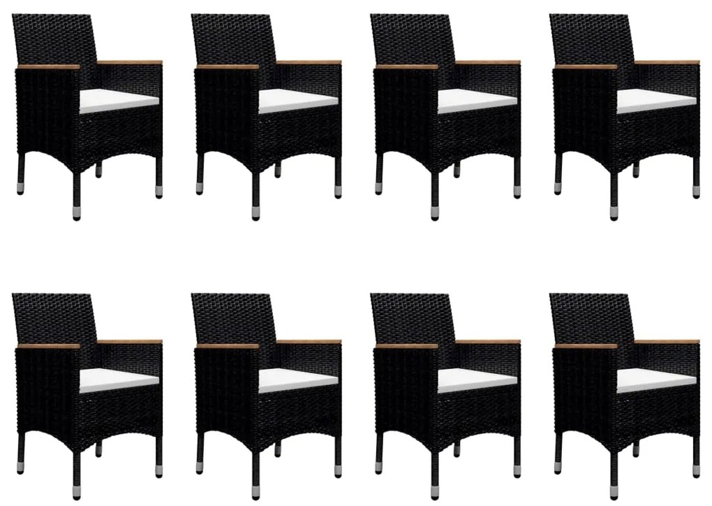 9 pcs conjunto de jantar para jardim preto