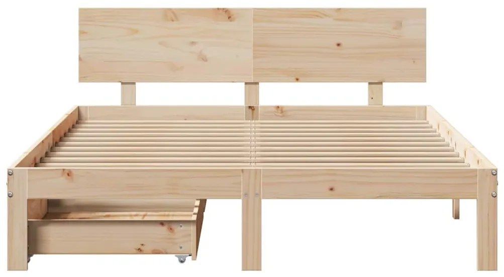 Estrutura de cama c/ gavetas 140x200 cm madeira de pinho maciça