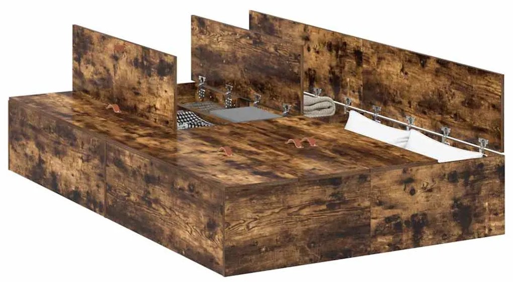 Cama de Armazenamento Carvalho Defumado 120x190 cm