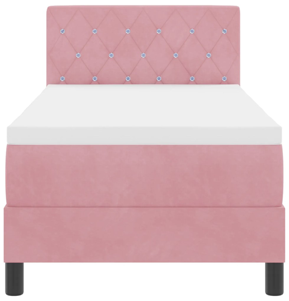 Cama Box Spring vidaXL com Colchão Rosa 80x200 cm Veludo