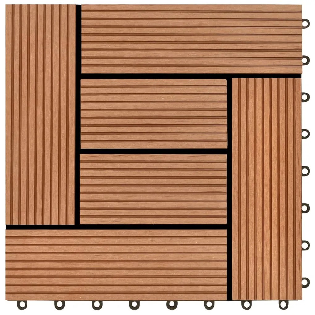 Ladrilhos de pavimento 22 pcs WPC 2m² 30x30 cm castanho
