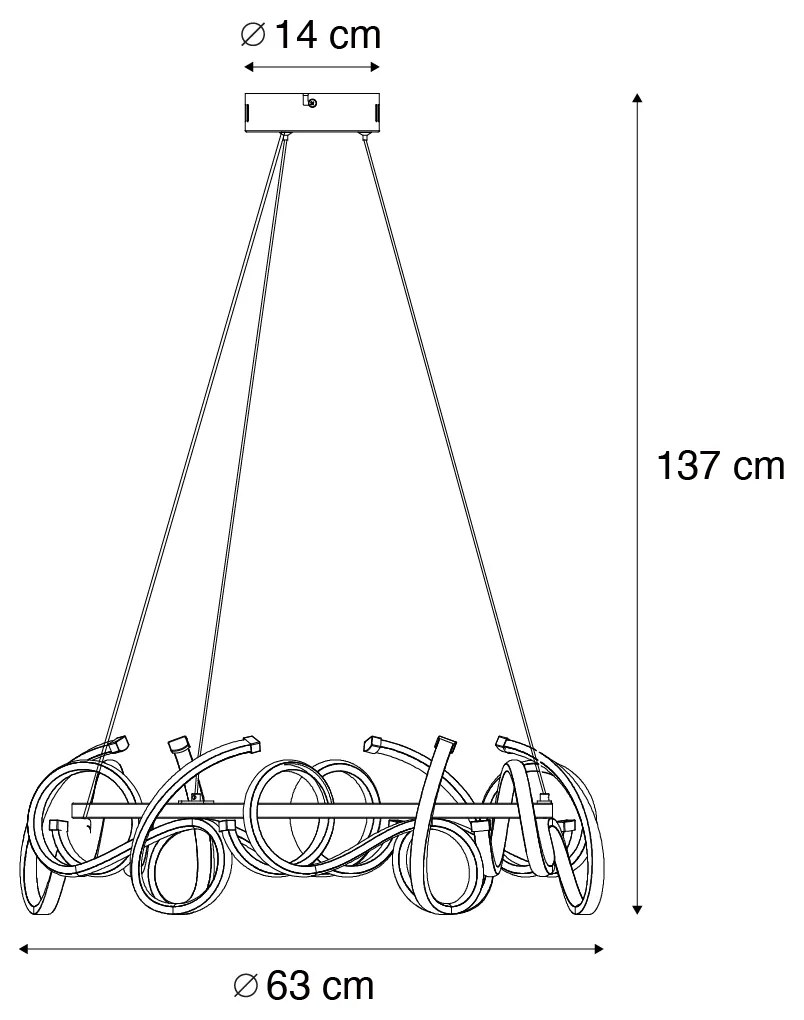 LED Candeeiro suspenso de design preto redondo regulável em 3 níveis - Krisscross Moderno