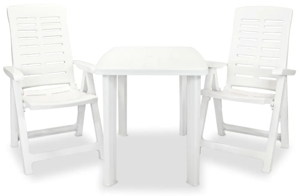 vidaXL Conjunto bistrô 3 pcs plástico branco