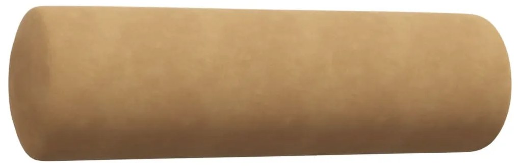3 pcs conjunto de sofás com almofadões e rolos veludo castanho