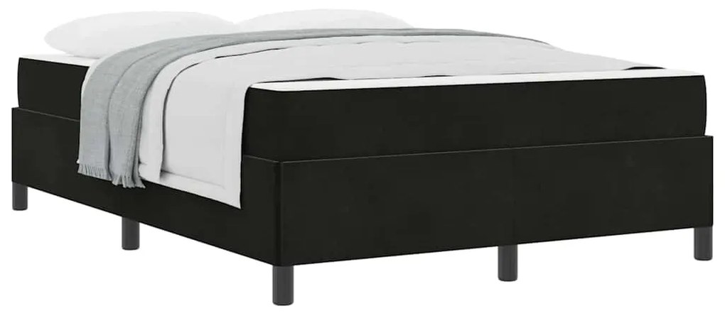 Estrutura da Cama Preto e Branco e Preto 160 x 200 cm Veludo