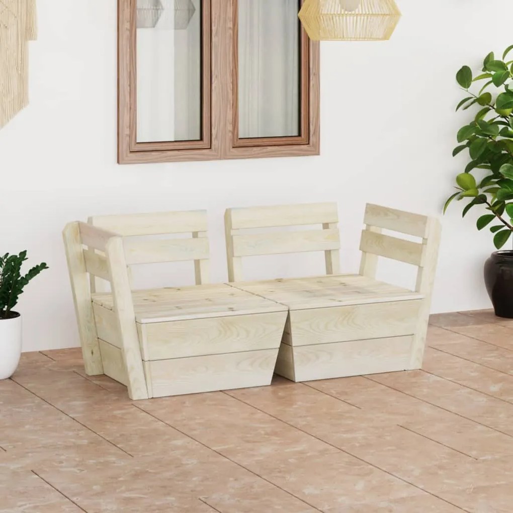 vidaXL Sofá de paletes 2 lugares p/ jardim madeira de abeto impregnada