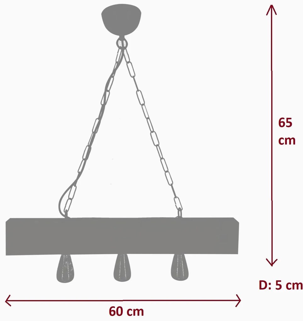 Candeeiro Chandelier Chain – Bordeaux Claro – 5 cm x 60 cm x 65 cm