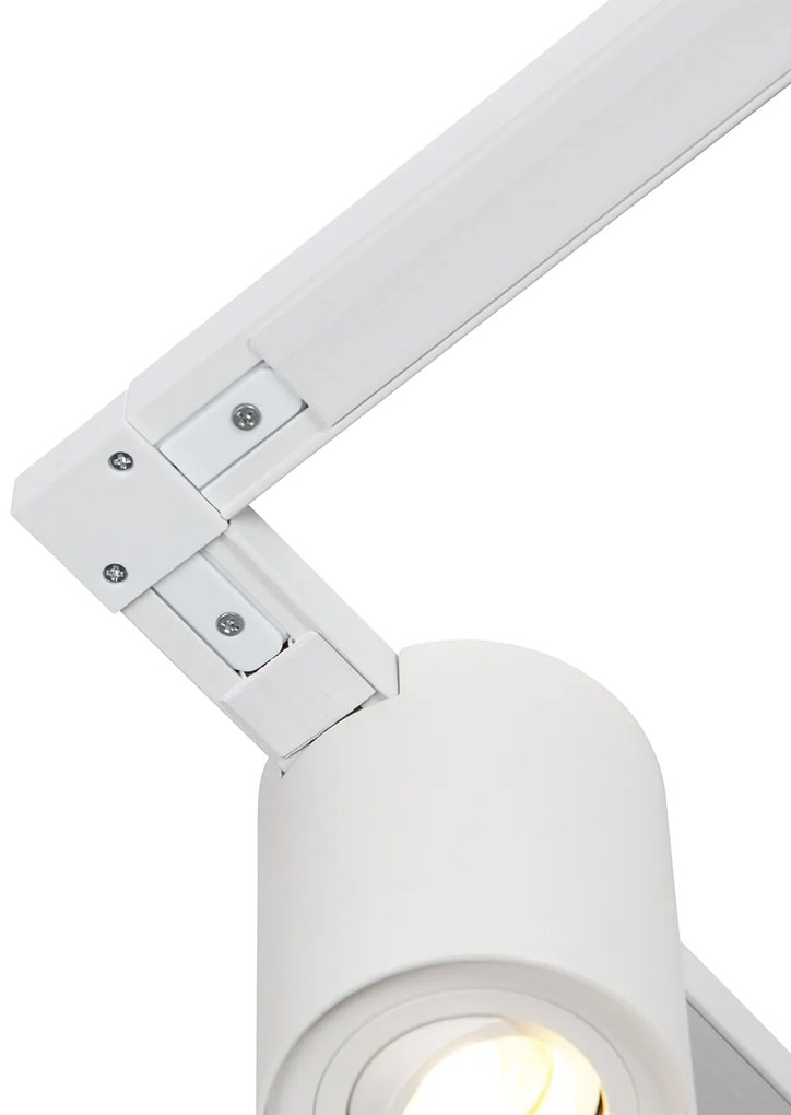 Sistema de calhas moderno branco com 5 focos monofásicos - Rondoo Up Moderno