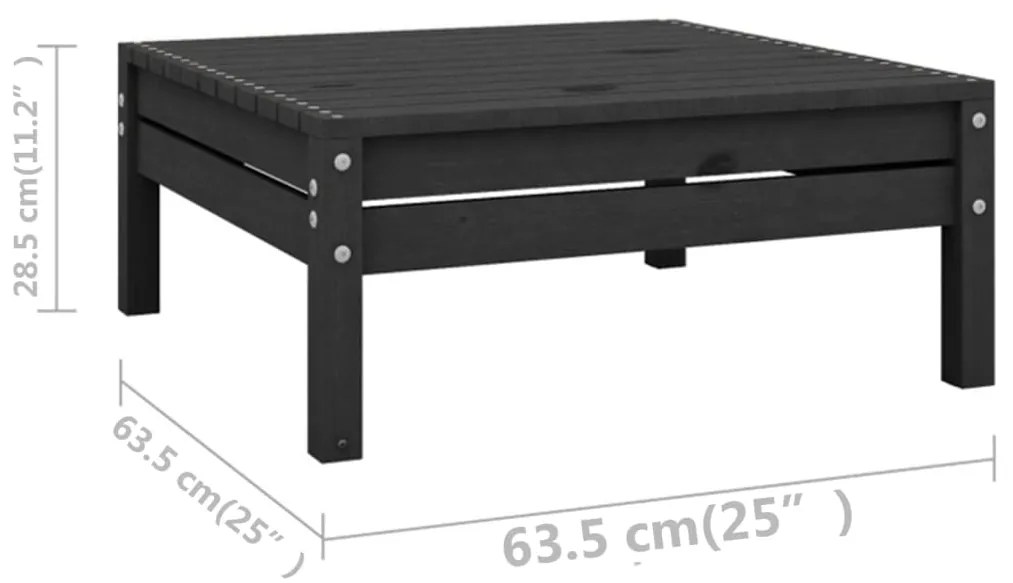 11 pcs conjunto lounge de jardim pinho maciço preto