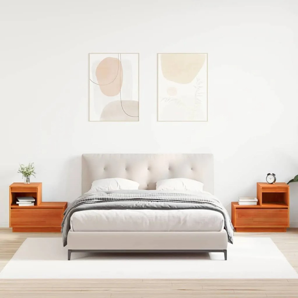 vidaXL Armário de Cabeceira 2 pcs Marrom Cera 60 x 34 x 51 cm