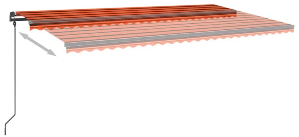 Toldo automático LED e sensor de vento 6x3 m laranja e castanho