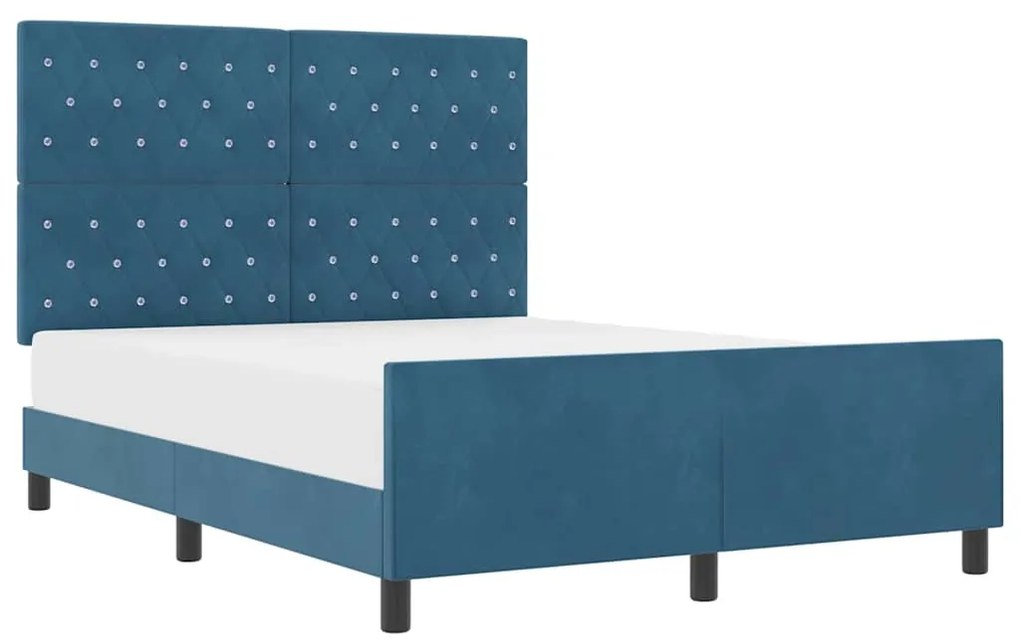 Cama vidaXL Azul Escuro 140x190 cm Veludo