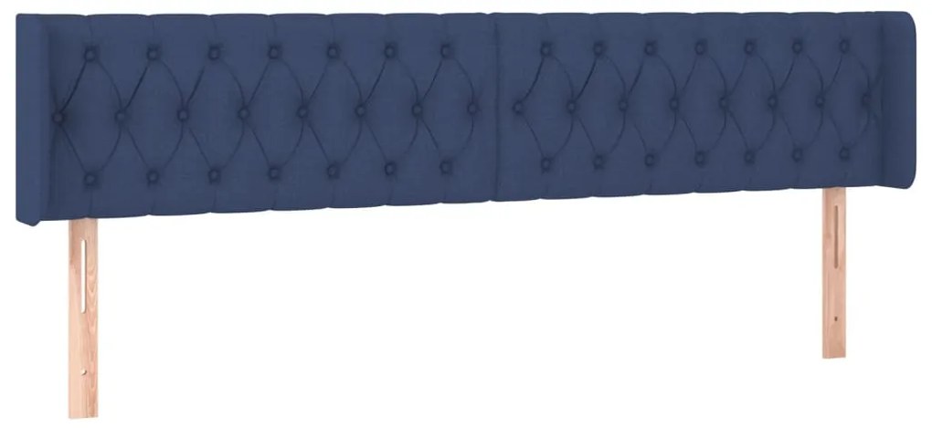 Cabeceira de cama c/ luzes LED tecido 183x16x78/88 cm azul