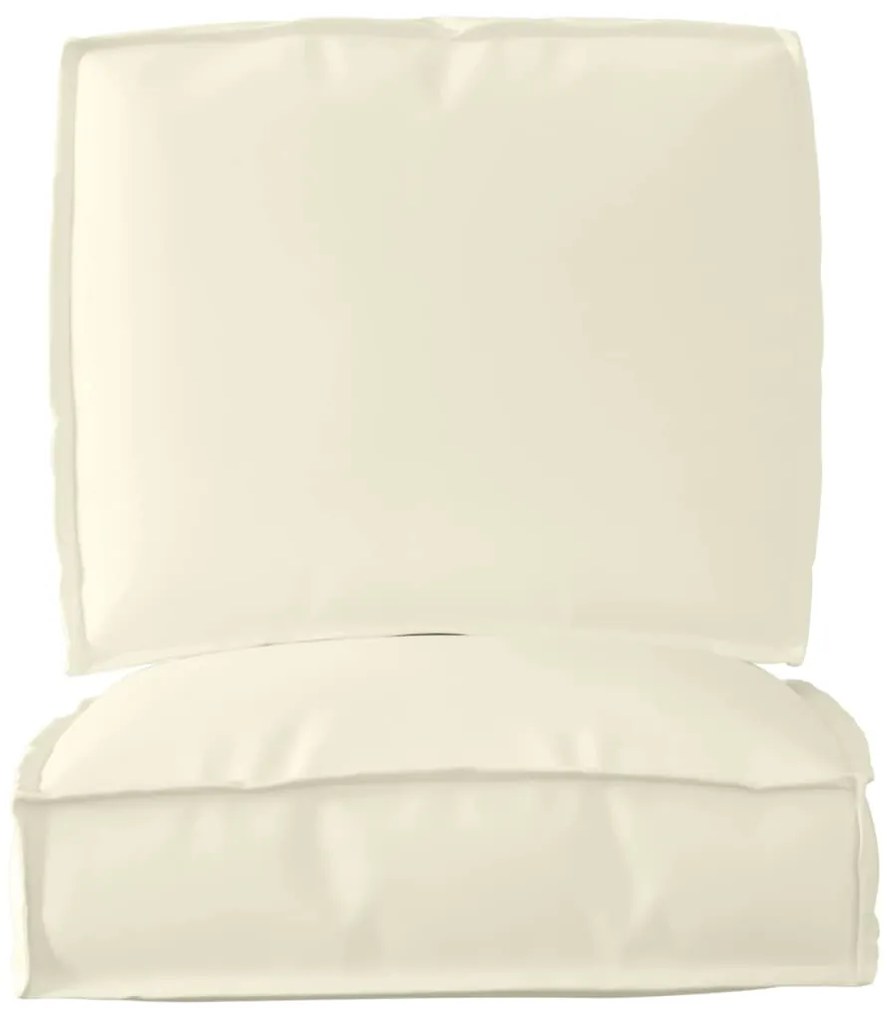 Conjunto de Almofadas de Palete 2 Peças Creme Tecido Oxford