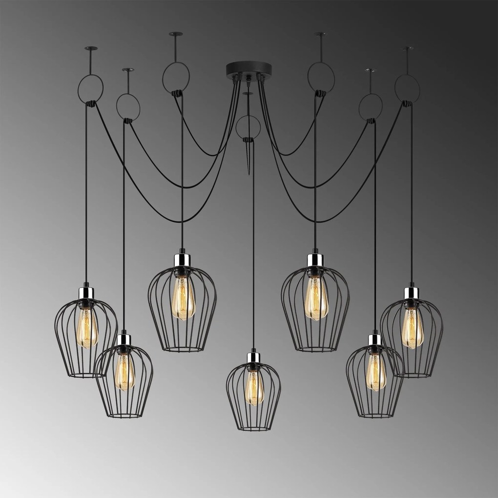 Chandelier Tel – Preto – Diâmetro 160 cm, Altura 130 cm