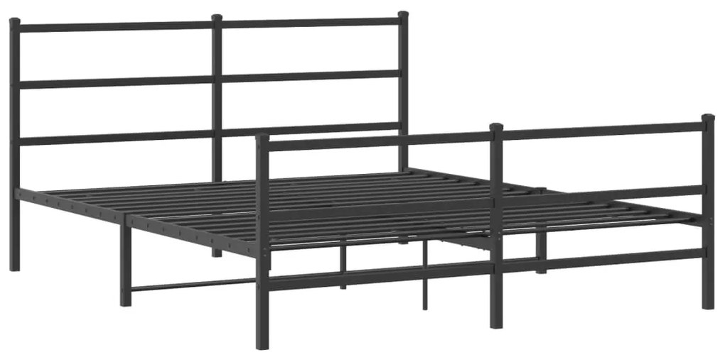 Estrutura de cama com cabeceira e pés 150x200 cm metal preto