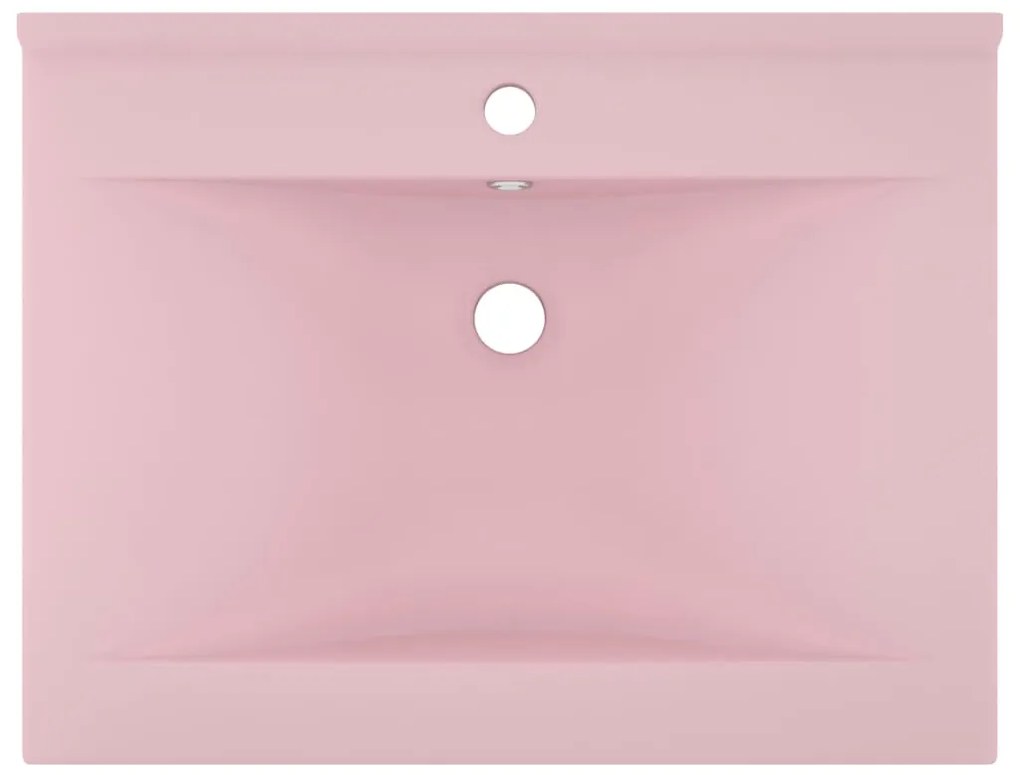 Lavatório c/ orifício de torneira 60x46 cm cerâmica rosa mate