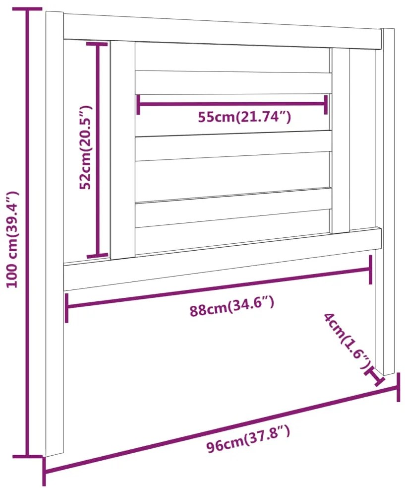 Cabeceira de cama 96x4x100 cm pinho maciço castanho mel
