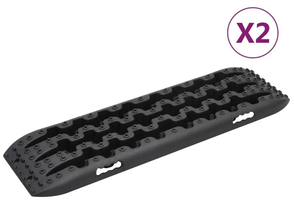 210774 vidaXL Placas de tração 2 pcs 106x30,5x7 cm nylon preto