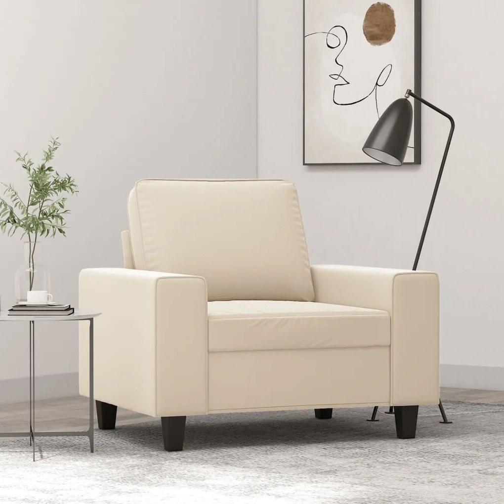 vidaXL Poltrona 60 cm tecido de microfibra bege
