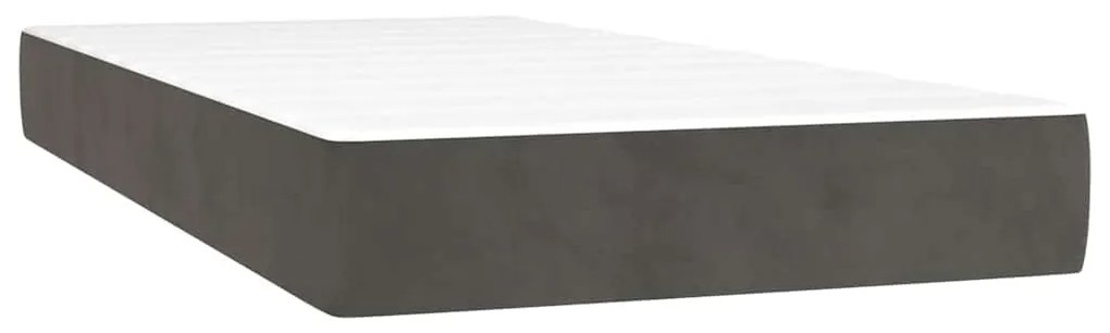 Cama box spring colchão LED 120x190cm couro artif. cinza-escuro