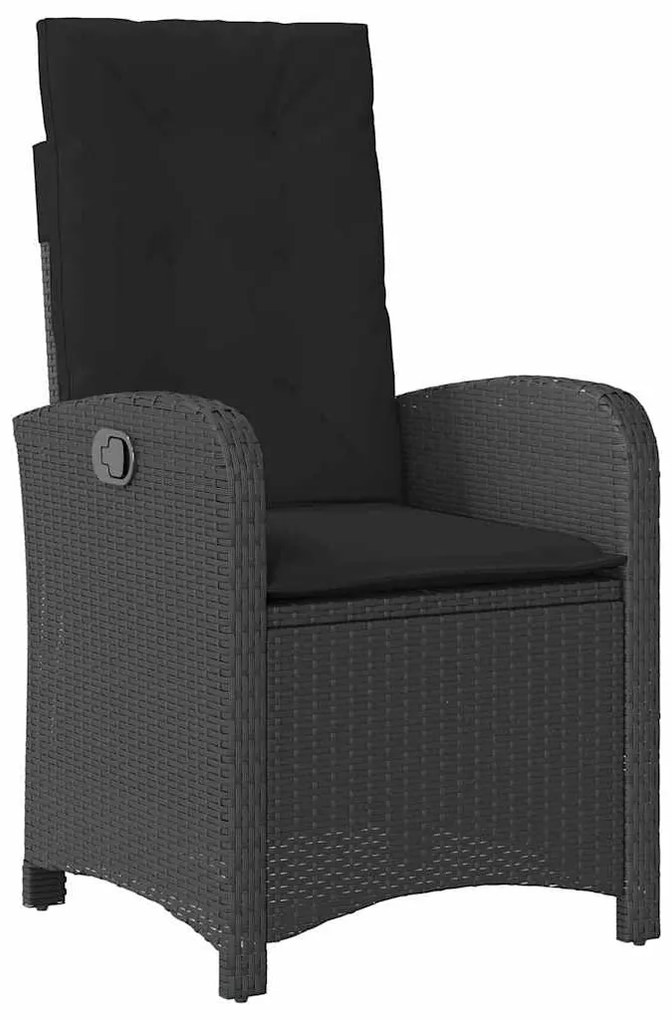 Conjunto de Jantar de Jardim em 3 Peças com Almofadas Preto Rattan Sin