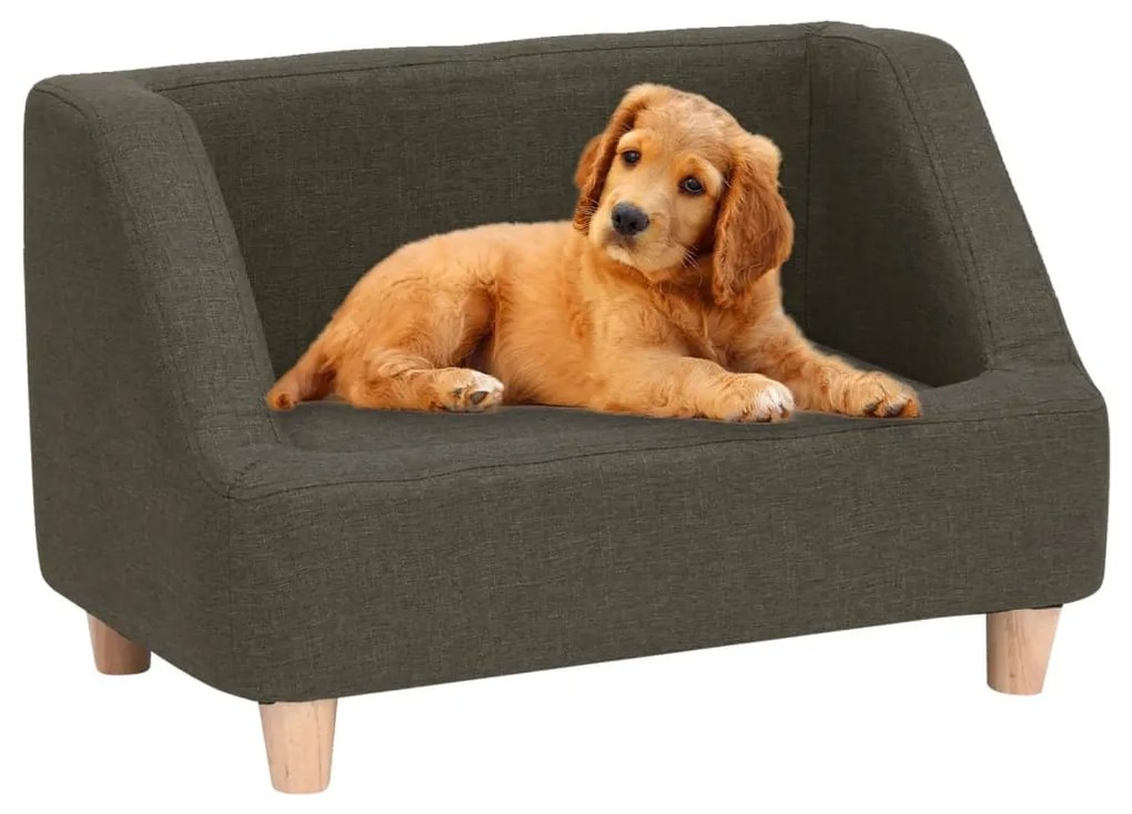 vidaXL Sofá para cães 60x37x39 cm linho cinzento-escuro