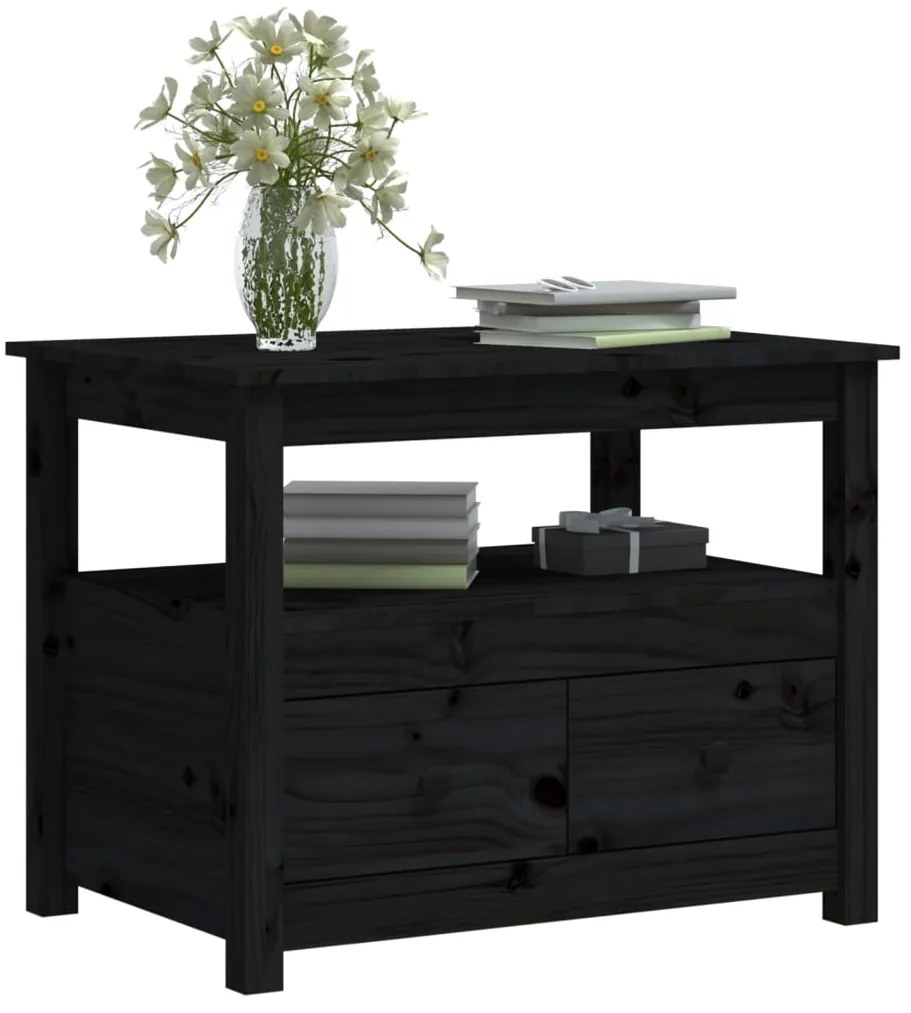 Mesa de centro 71x49x55 cm pinho maciço preto