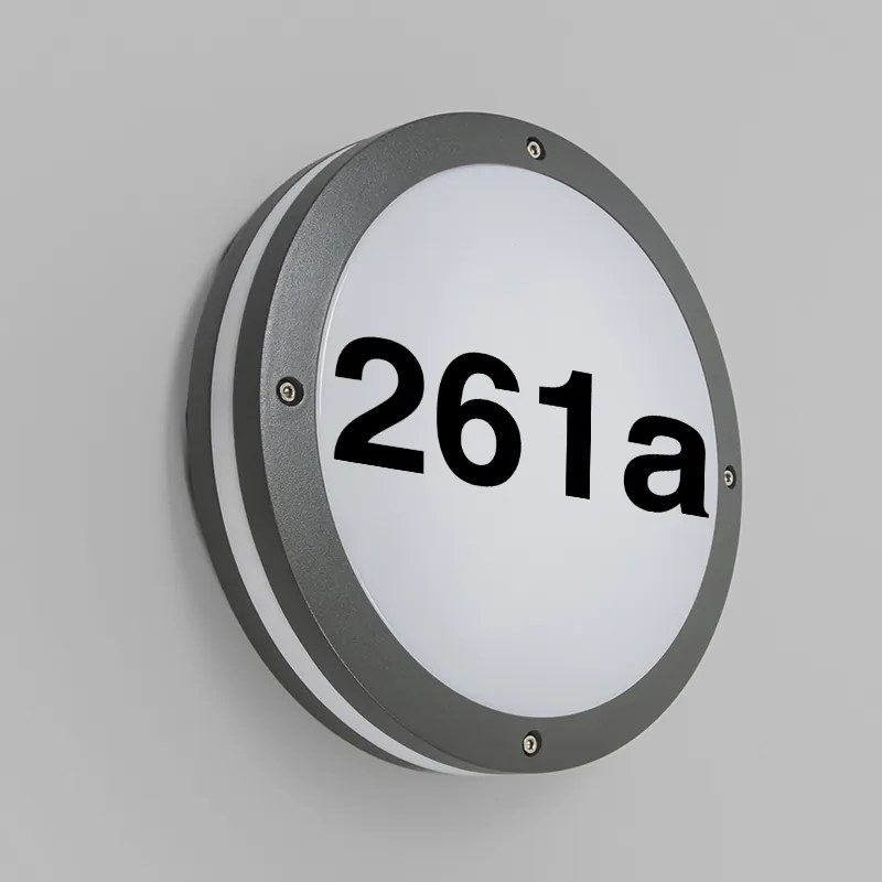 Candeeiro de Parede Exterior Antracite com Número de Casa IP54 - Glow Moderno