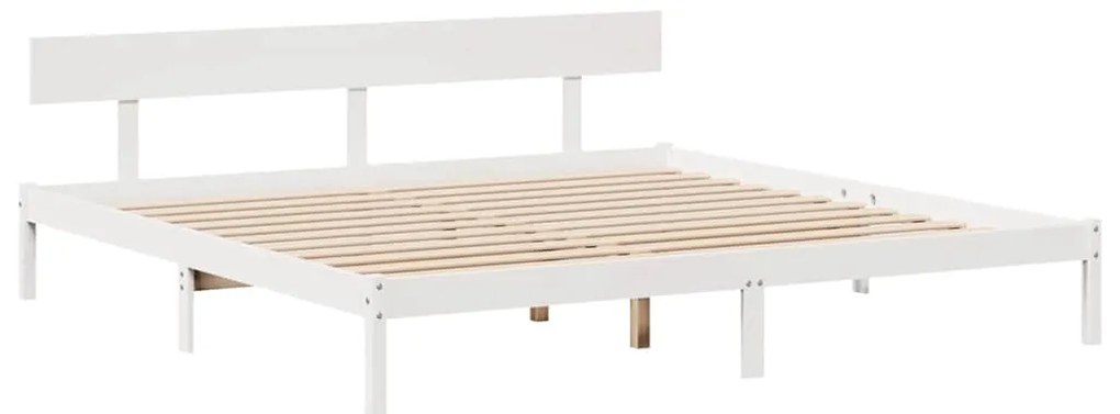 Cama sem colchão 200x200 cm madeira de pinho maciça branco