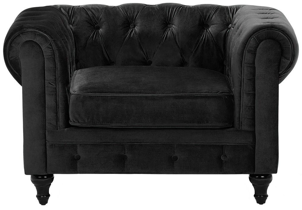 Poltrona em veludo preto CHESTERFIELD Beliani