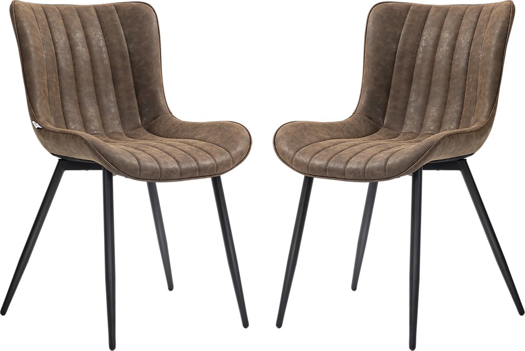 Conjunto de 2 cadeiras de jantar com design moderno e estofadas 49 x 61 x 80,5 cm, para sala de estar, sala de jantar ou quarto, em castanho