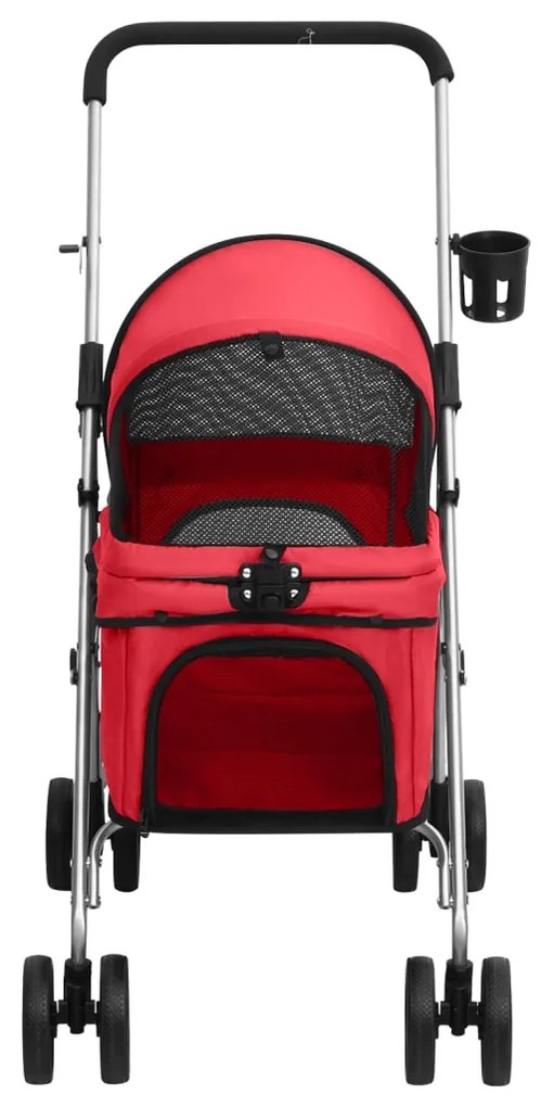 Carrinho dobrável para cães 76x50x100 cm tecido oxford vermelho