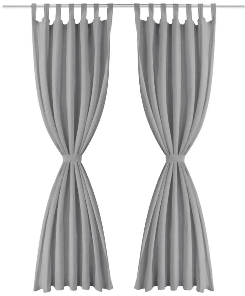 Cortinas de cetim com presilhas 2 pcs 140x225 cm cinzento