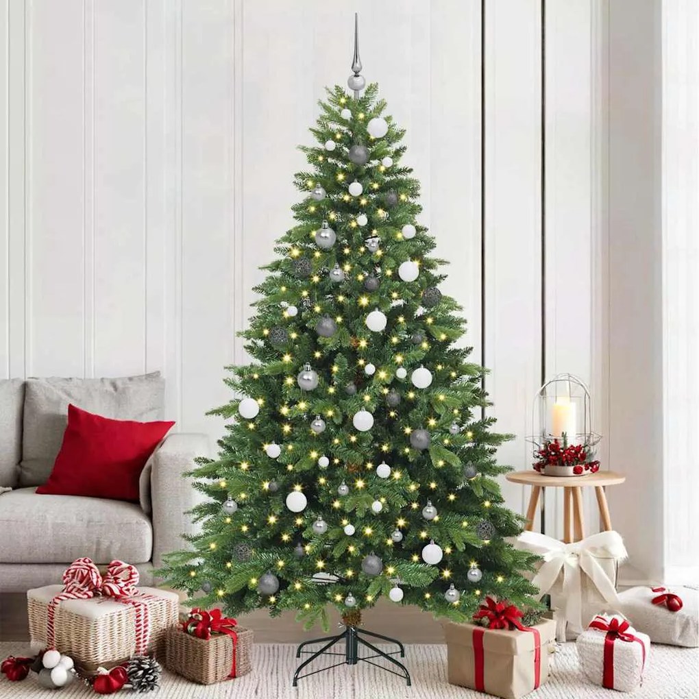 vidaXL Árvore de Natal Artificial com 300 LEDs Verde 210 cm PE e PVC