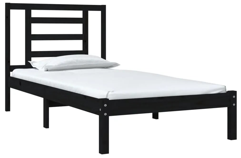 Estrutura cama pequena solteiro 75x190 cm madeira maciça preto