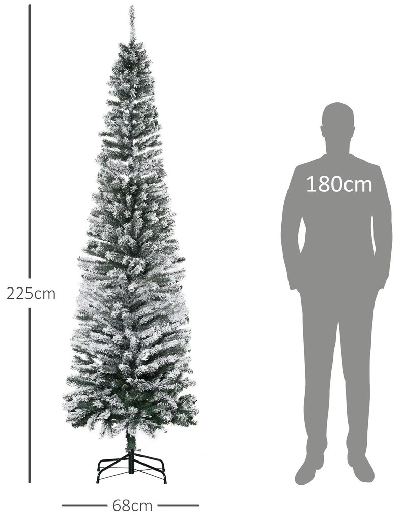 HOMCOM Árvore de Natal 225 cm Árvore de Natal Artificial Nevado com 73