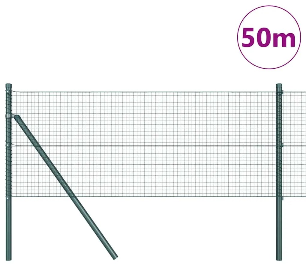 Cerca de Fio Soldado com 13 Posts Verde 0.5x50 m Aço