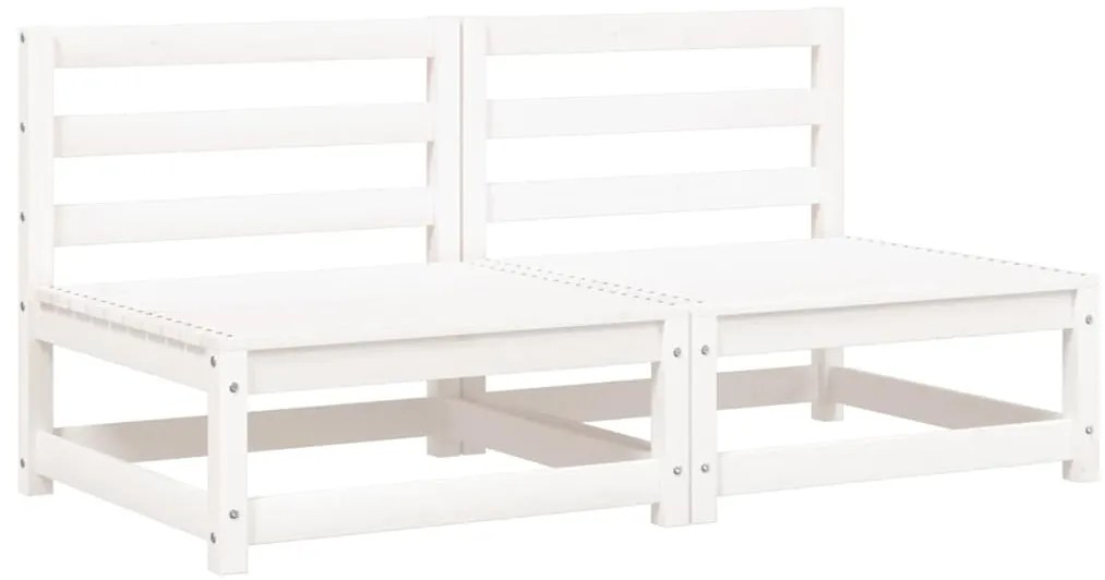 Sofás s/ braços p/jardim c/ almofadões 2pcs pinho maciço branco
